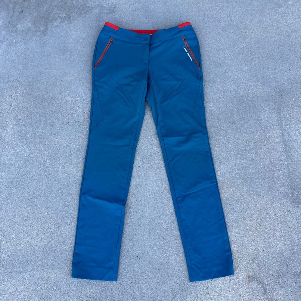 Louis Castel Womens Blue Performance Golf Pants ALFPT925 Size 64 Teal Red